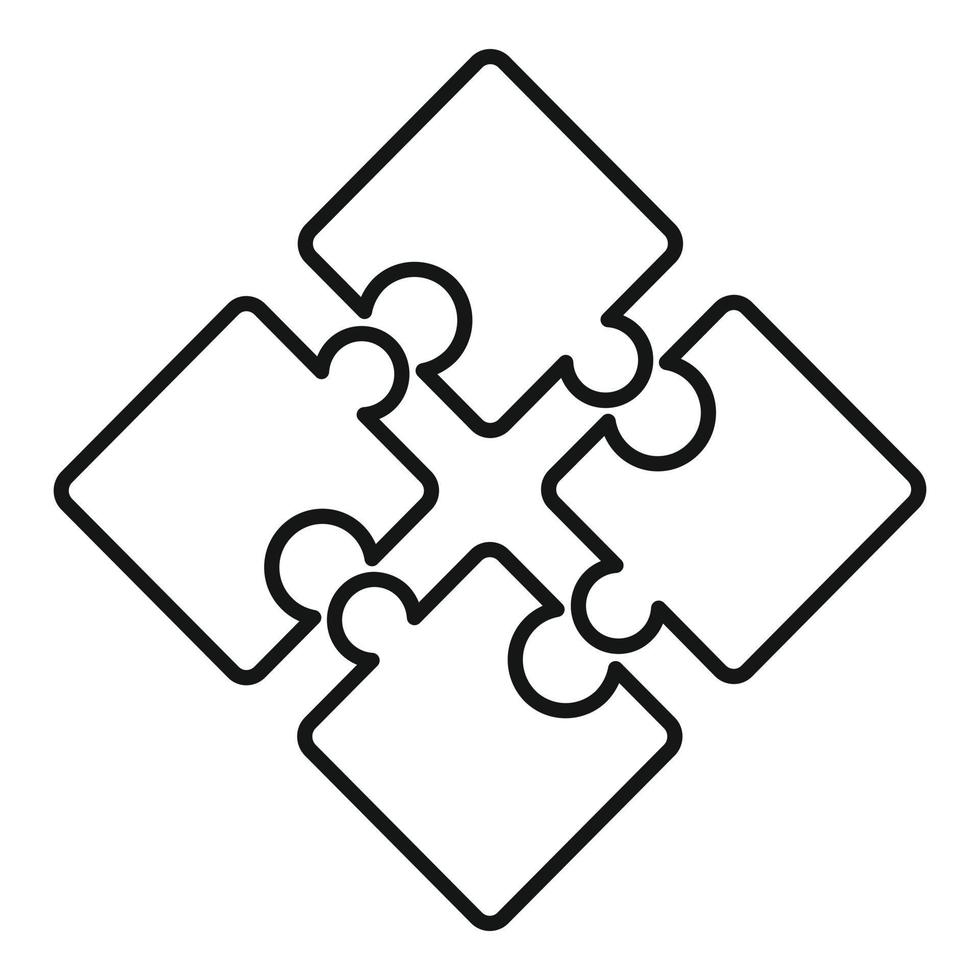 Puzzle pieces icon, outline style vector