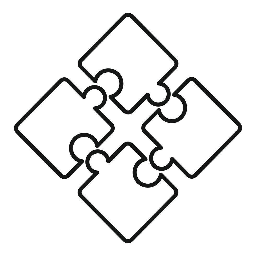 Puzzle pieces icon, outline style vector