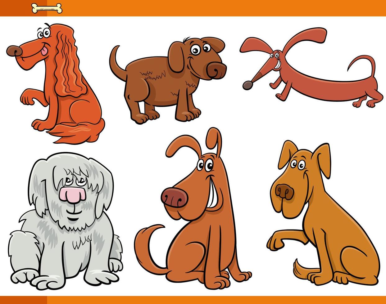 cartoon dogs and puppies animal characters set vector