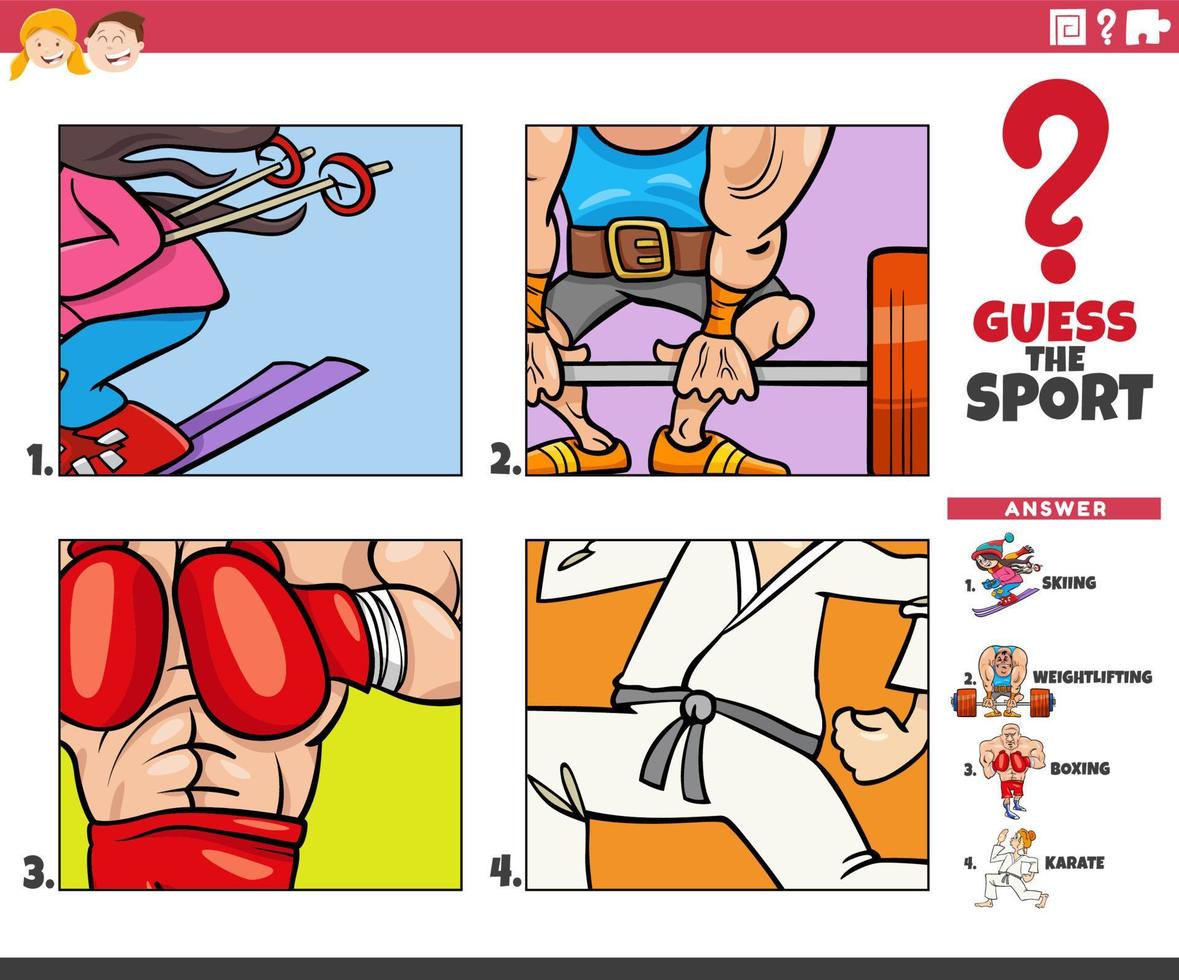 guess the sport cartoon educational game for children vector