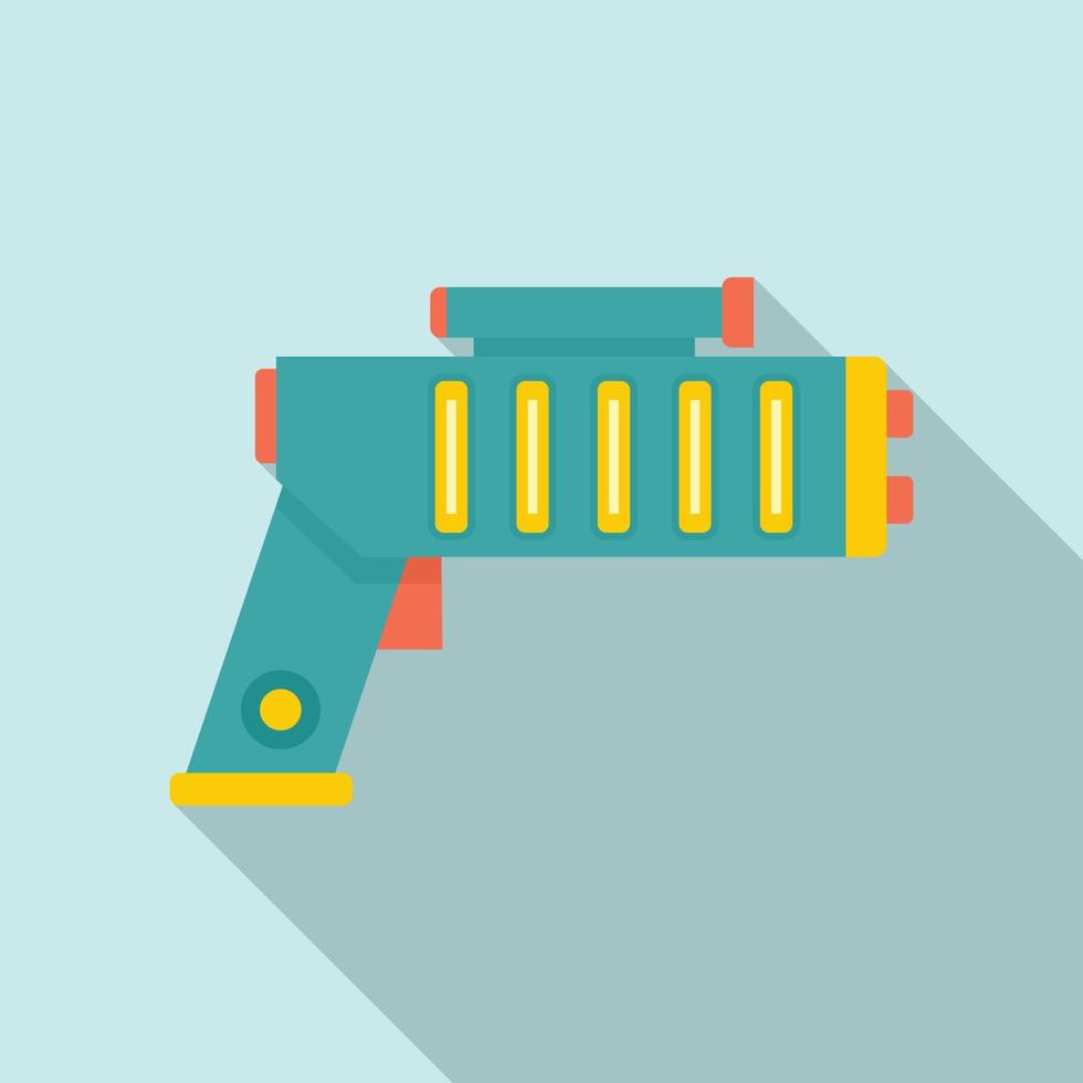 icono de blaster de armas, estilo plano vector