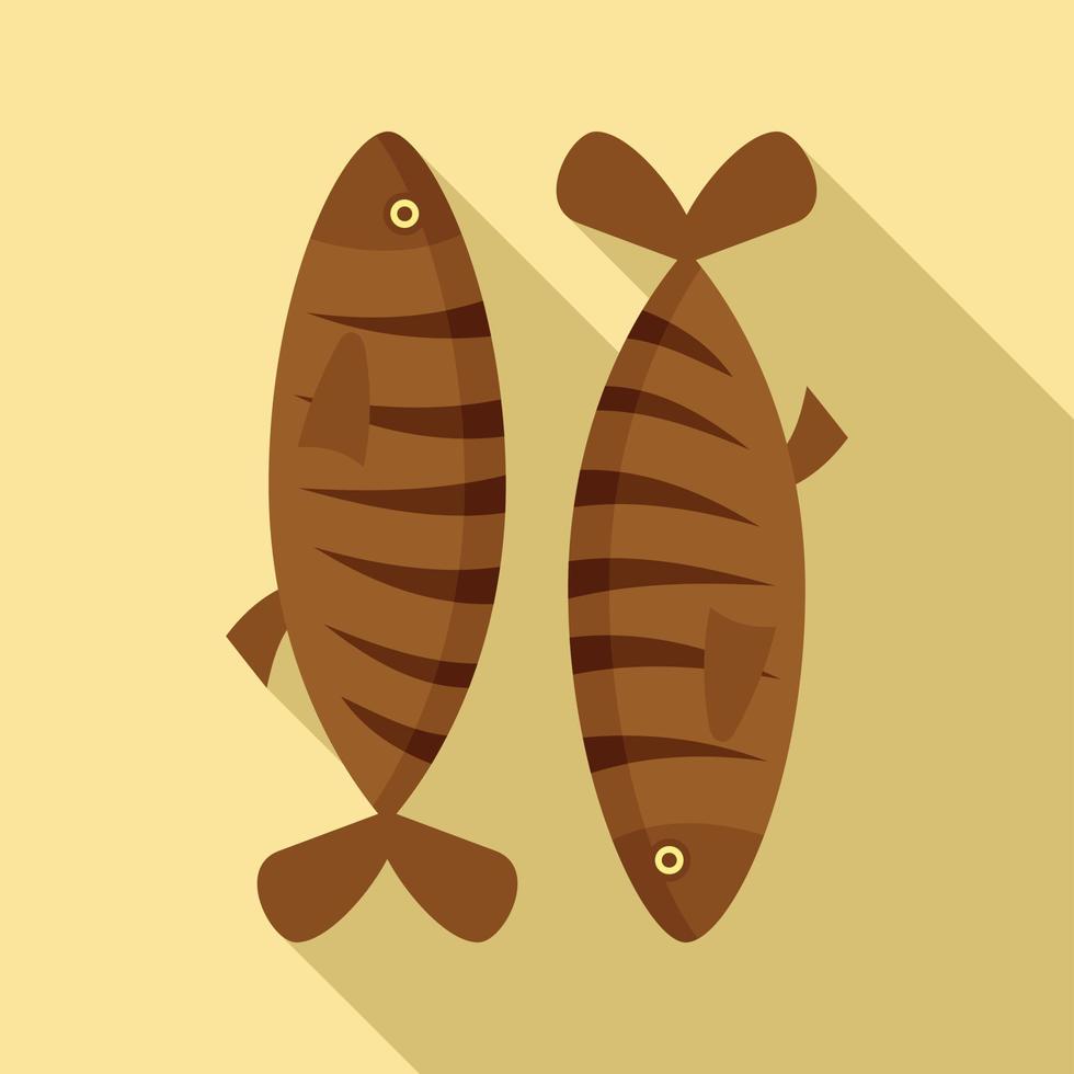 Fried fish icon, flat style vector