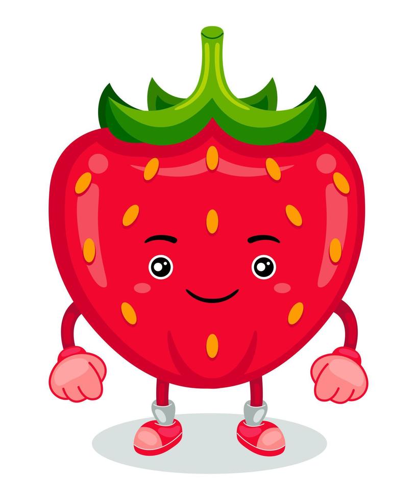 Cute Strawberry Mascot Character Vector Illustration