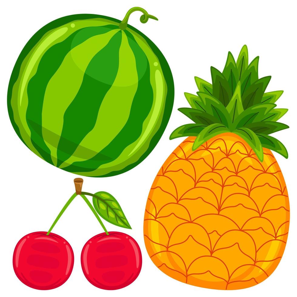 Cute Fruits Vector Illustration