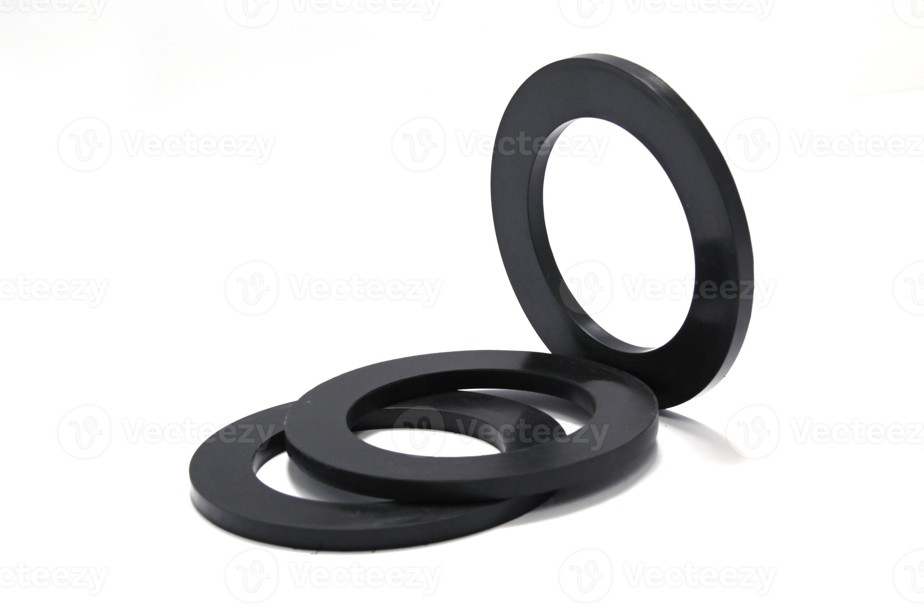 Pile of rubber gaskets and washers isolated on white. High quality