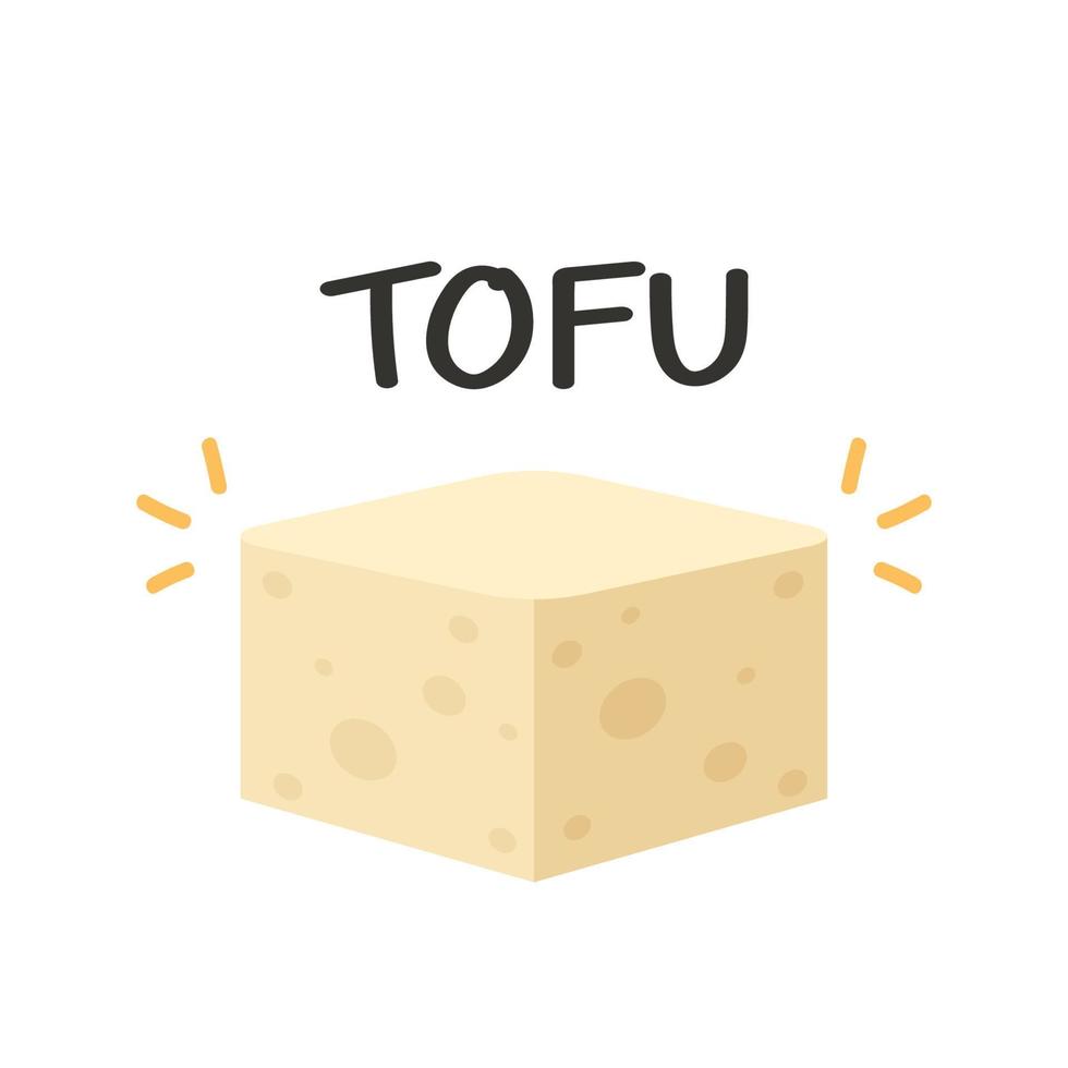 vector de tofu blanco. estilo de dibujos animados de tofu aislado sobre fondo blanco. nutrición vegetariana, comida saludable.