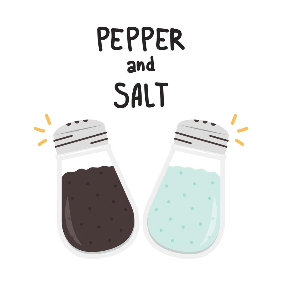 Vector pepper and salt shaker kitchen icon. Pepper and salt bottle shaker vector.