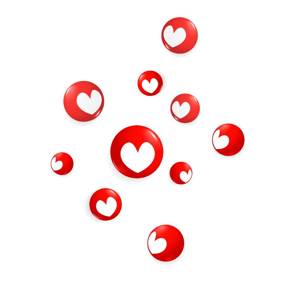 3d vector red floating  like icon symbol in ball shape social media  banner template design