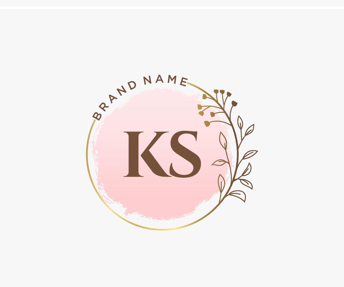 logotipo femenino inicial ks. utilizable para logotipos de naturaleza, salón, spa, cosmética y belleza. elemento de plantilla de diseño de logotipo de vector plano.