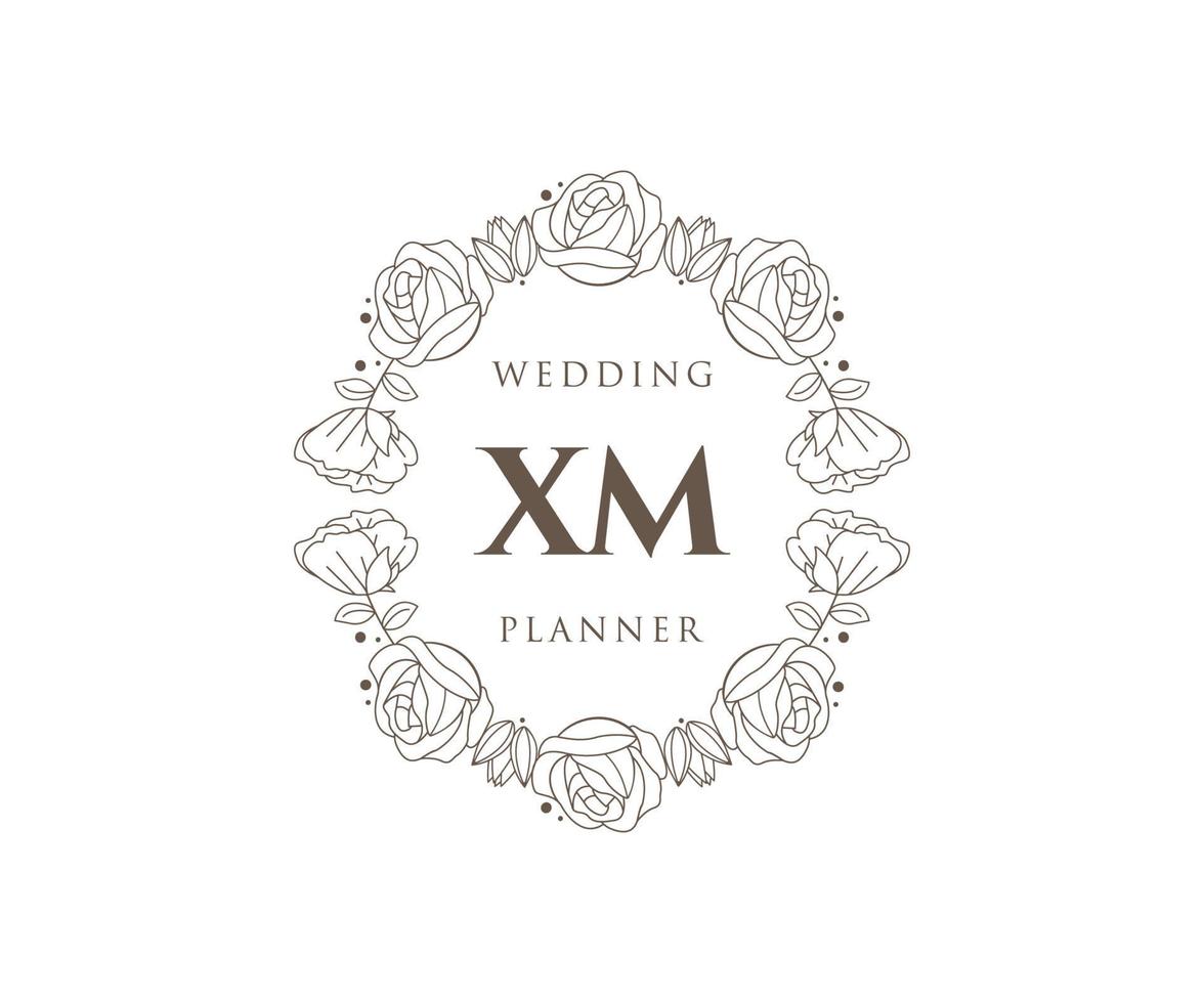 XM Initials letter Wedding monogram logos collection, hand drawn modern minimalistic and floral templates for Invitation cards, Save the Date, elegant identity for restaurant, boutique, cafe in vector