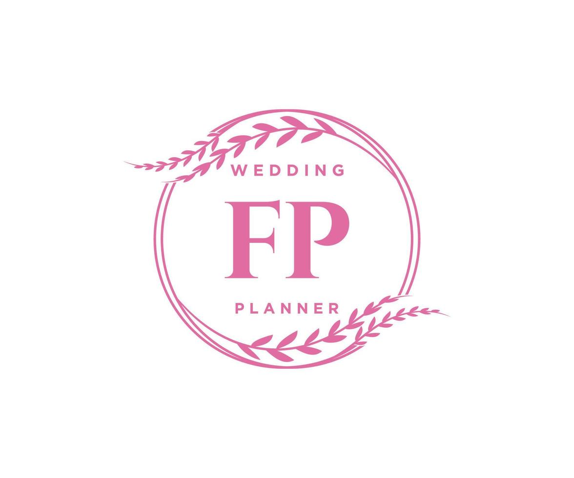FP Initials letter Wedding monogram logos collection, hand drawn modern minimalistic and floral templates for Invitation cards, Save the Date, elegant identity for restaurant, boutique, cafe in vector