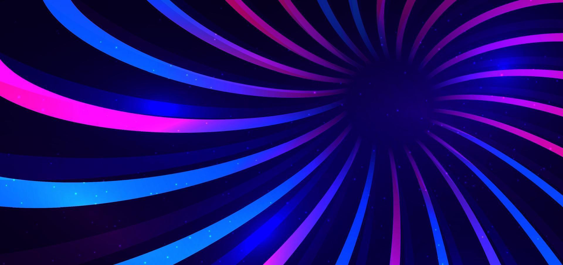 Abstract technology futuristic neon curved glowing blue and pink light lines with tunnel future speed motion effect on dark blue background. vector