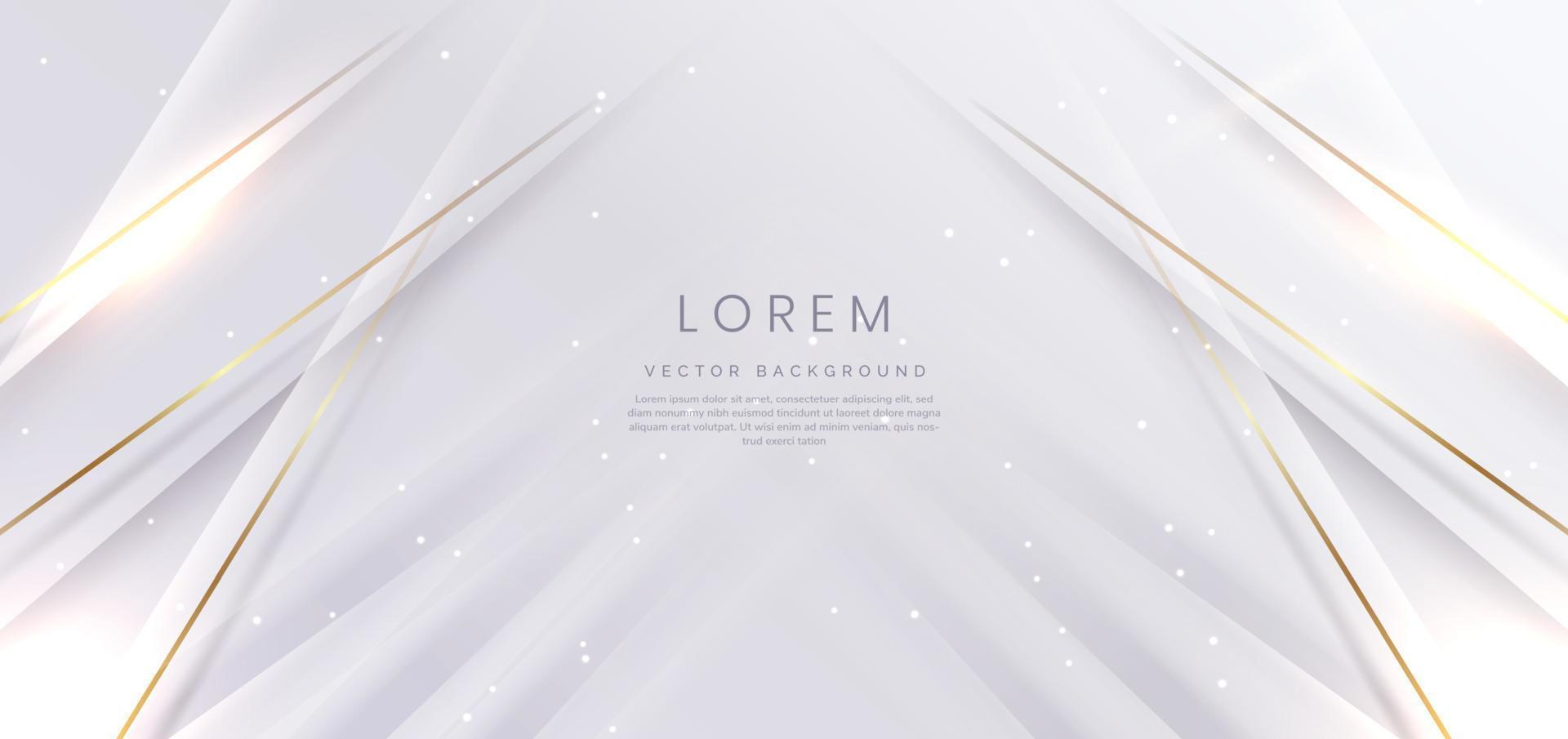 Abstract elegant white background with golden line and lighting effect sparkle. Luxury template design. vector