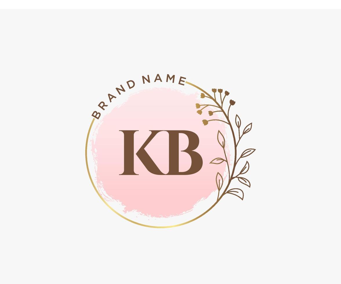 Initial KB feminine logo. Usable for Nature, Salon, Spa, Cosmetic and Beauty Logos. Flat Vector Logo Design Template Element.