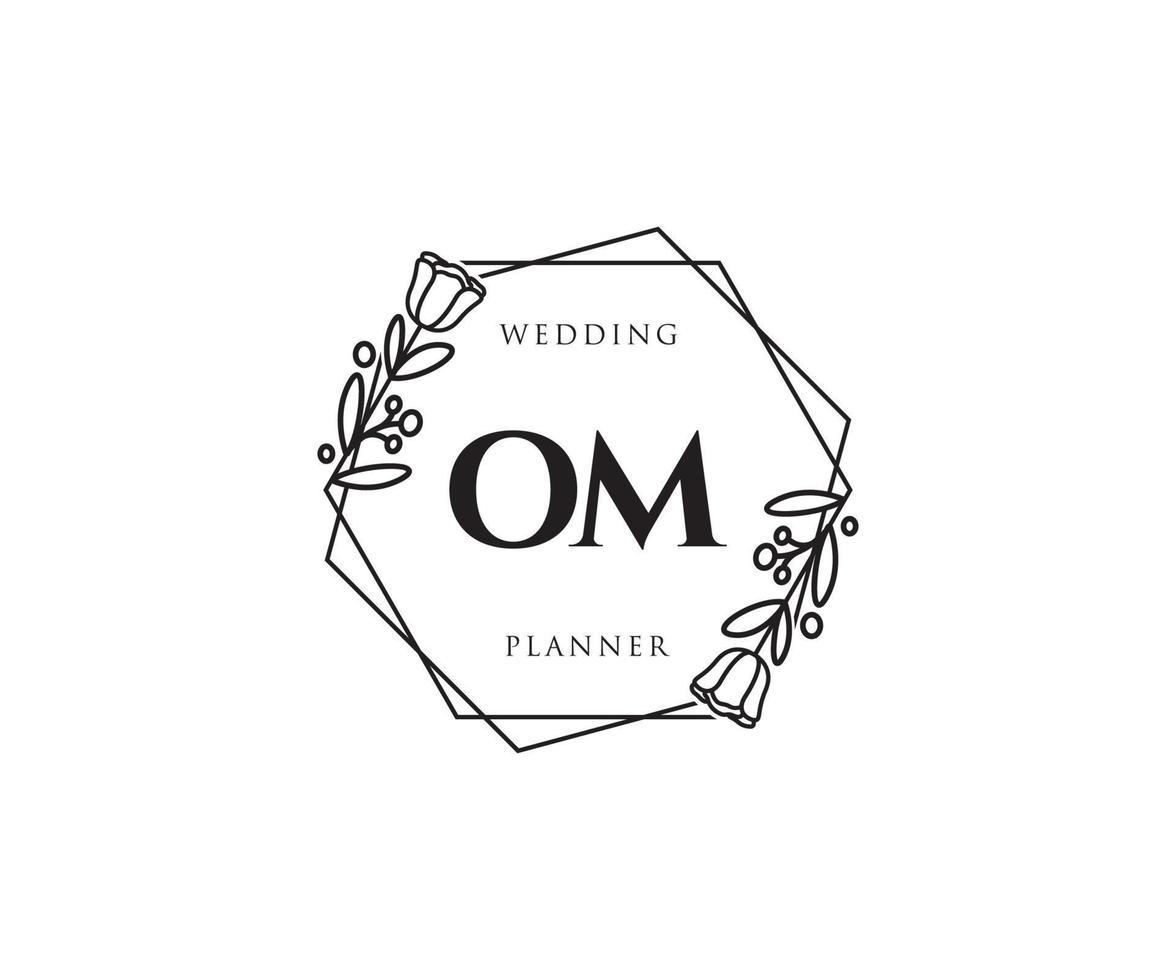 Initial OM feminine logo. Usable for Nature, Salon, Spa, Cosmetic and Beauty Logos. Flat Vector Logo Design Template Element.