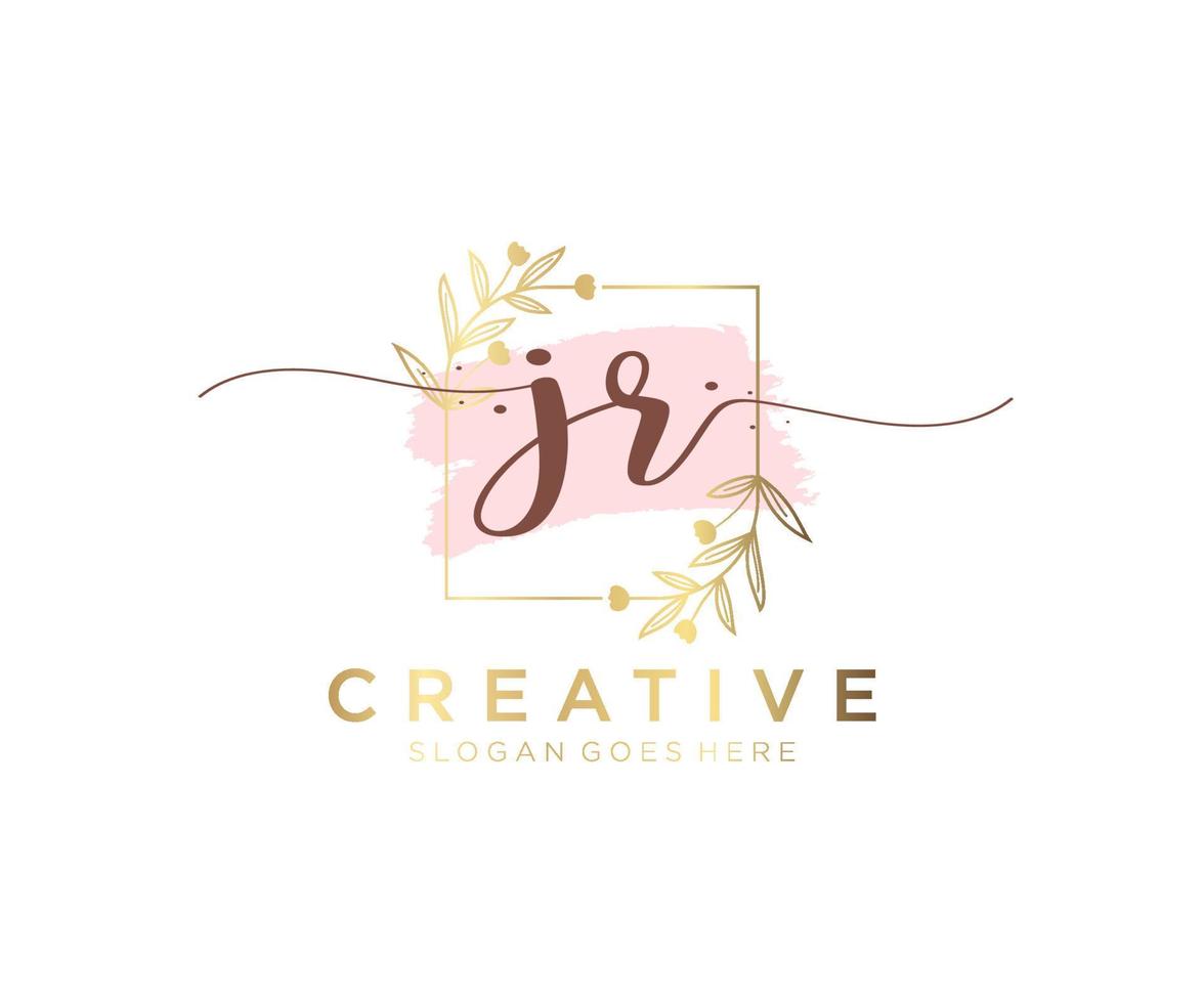 Initial JR feminine logo. Usable for Nature, Salon, Spa, Cosmetic and Beauty Logos. Flat Vector Logo Design Template Element.