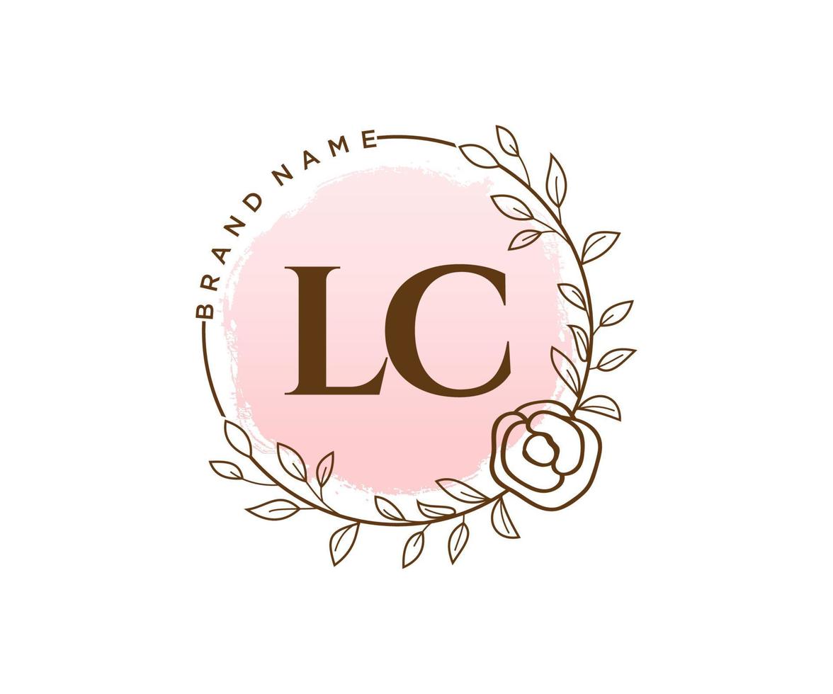 logotipo femenino inicial lc. utilizable para logotipos de naturaleza, salón, spa, cosmética y belleza. elemento de plantilla de diseño de logotipo de vector plano.