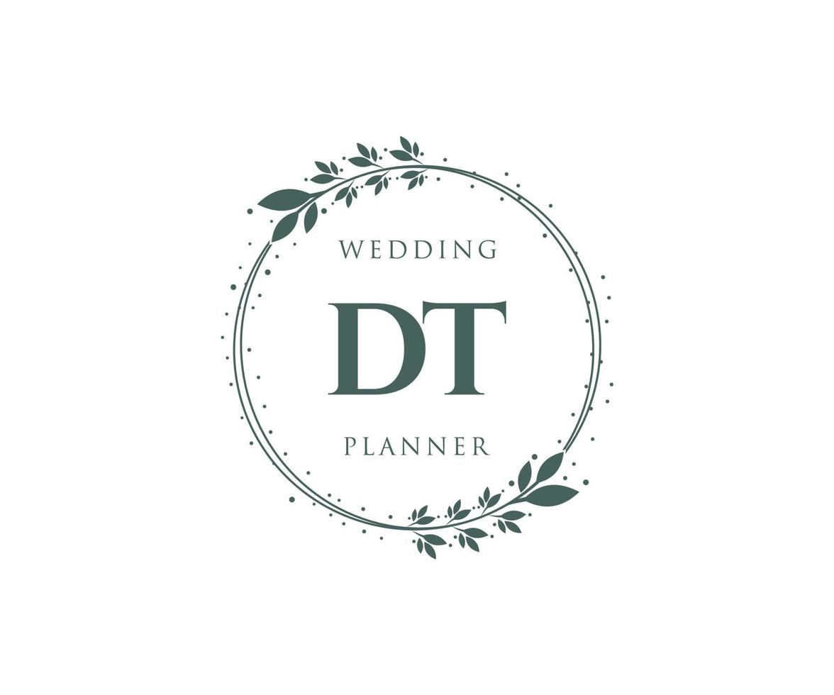 DT Initials letter Wedding monogram logos collection, hand drawn modern minimalistic and floral templates for Invitation cards, Save the Date, elegant identity for restaurant, boutique, cafe in vector