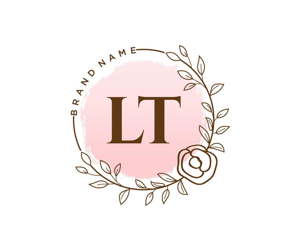 Initial LT feminine logo. Usable for Nature, Salon, Spa, Cosmetic and Beauty Logos. Flat Vector Logo Design Template Element.