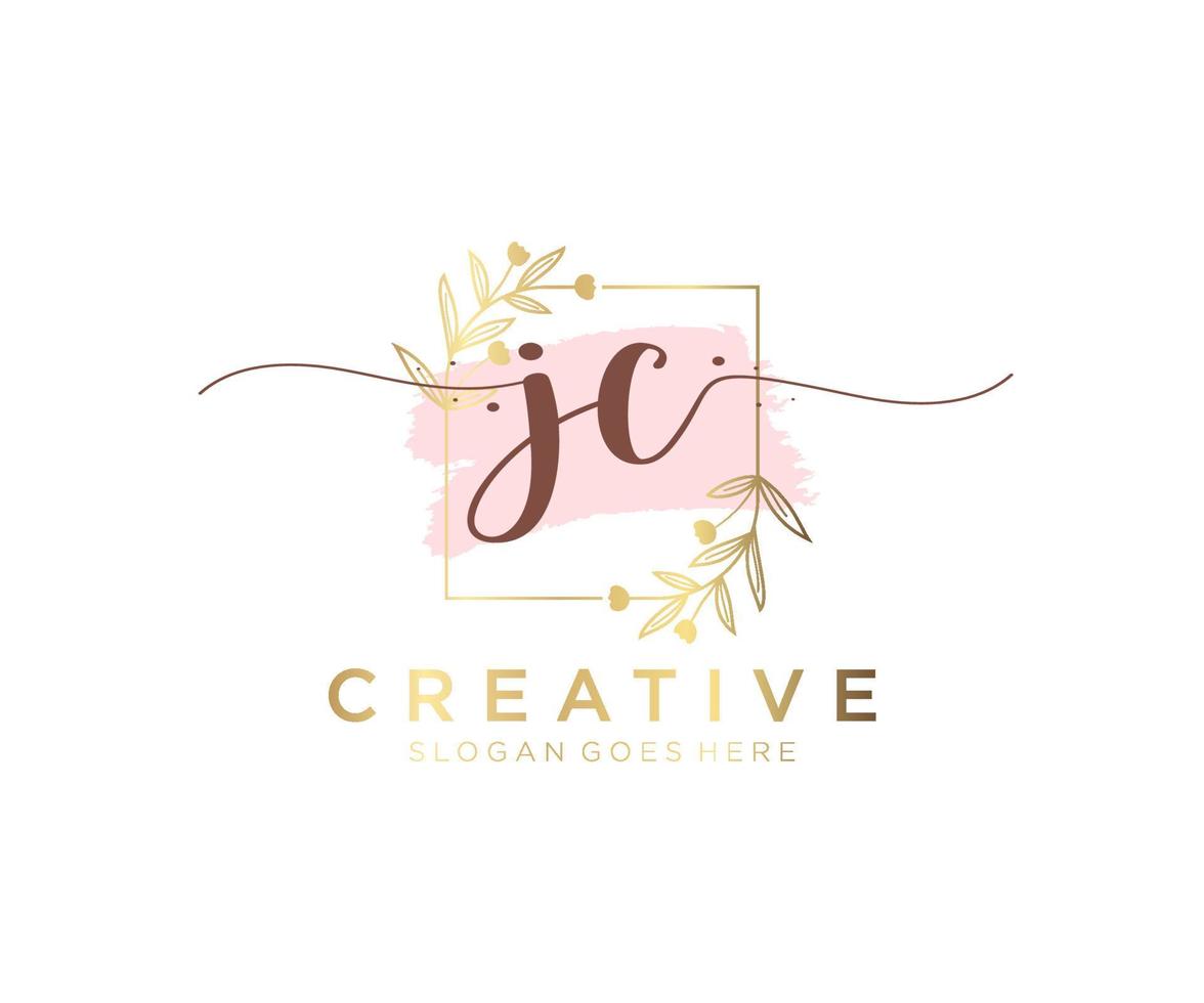 Initial JC feminine logo. Usable for Nature, Salon, Spa, Cosmetic and Beauty Logos. Flat Vector Logo Design Template Element.