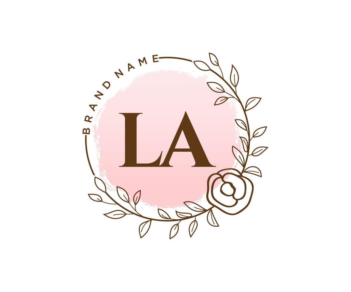 Initial LA feminine logo. Usable for Nature, Salon, Spa, Cosmetic and Beauty Logos. Flat Vector Logo Design Template Element.