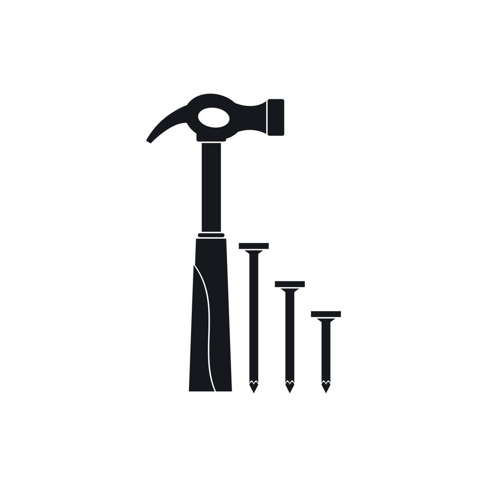 Hammer and nails icon, simple style vector
