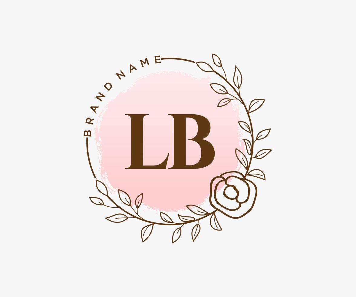 logotipo femenino lb inicial. utilizable para logotipos de naturaleza, salón, spa, cosmética y belleza. elemento de plantilla de diseño de logotipo de vector plano.