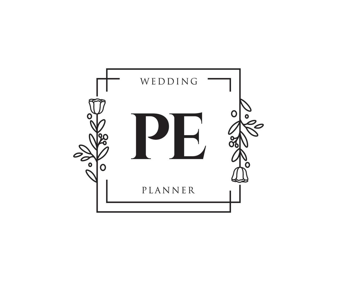 Initial PE feminine logo. Usable for Nature, Salon, Spa, Cosmetic and Beauty Logos. Flat Vector Logo Design Template Element.