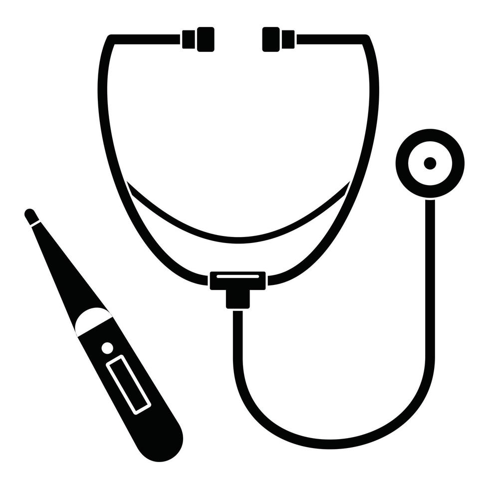 Stethoscope, thermometer icon, simple style vector