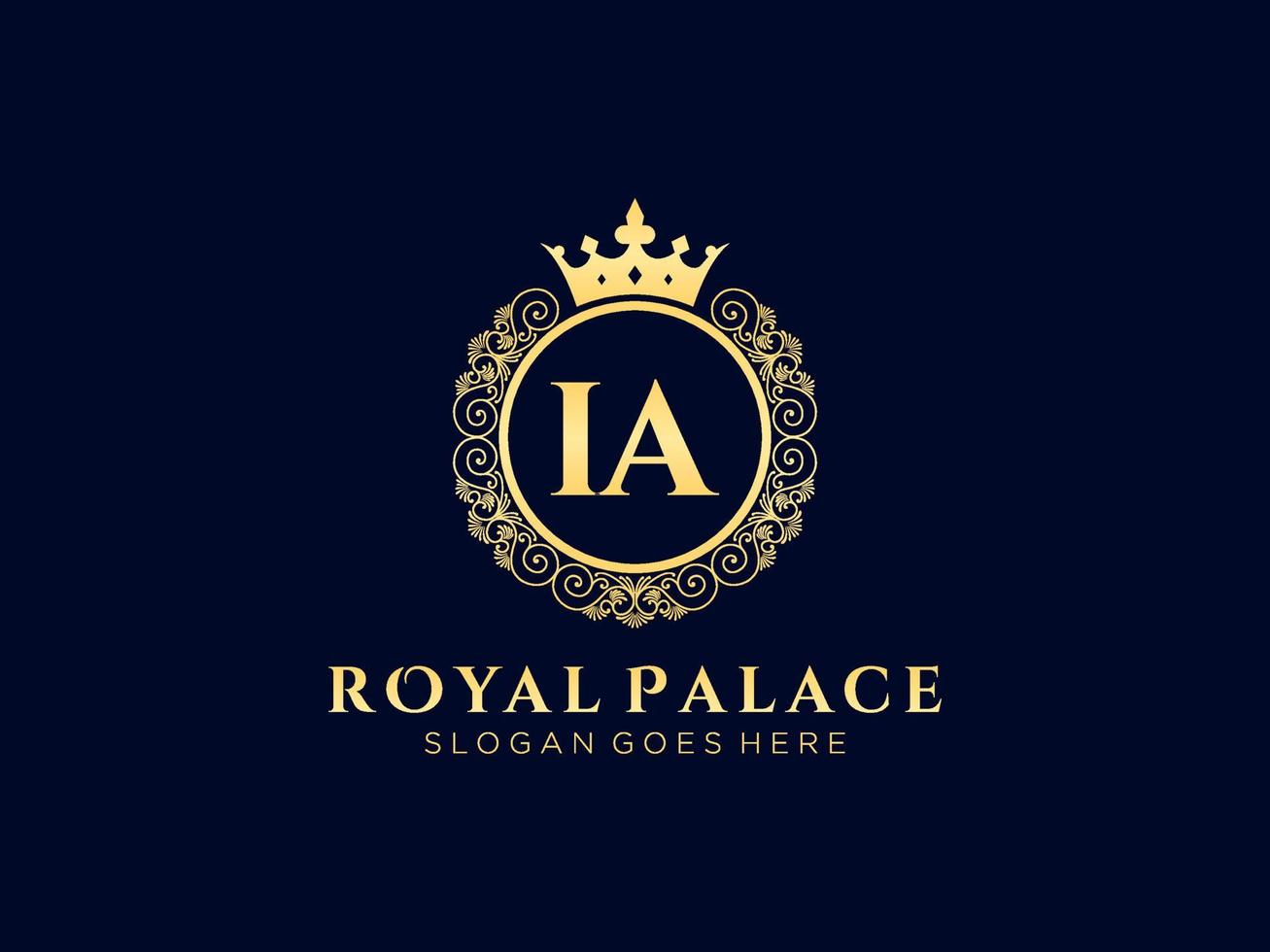 Letter IA Antique royal luxury victorian logo with ornamental frame. vector