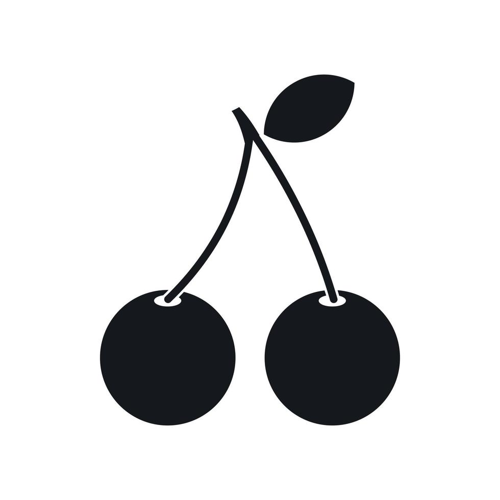 icono de dos cerezas maduras, estilo simple vector