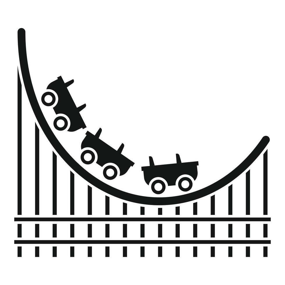Scary roller coaster icon, simple style vector