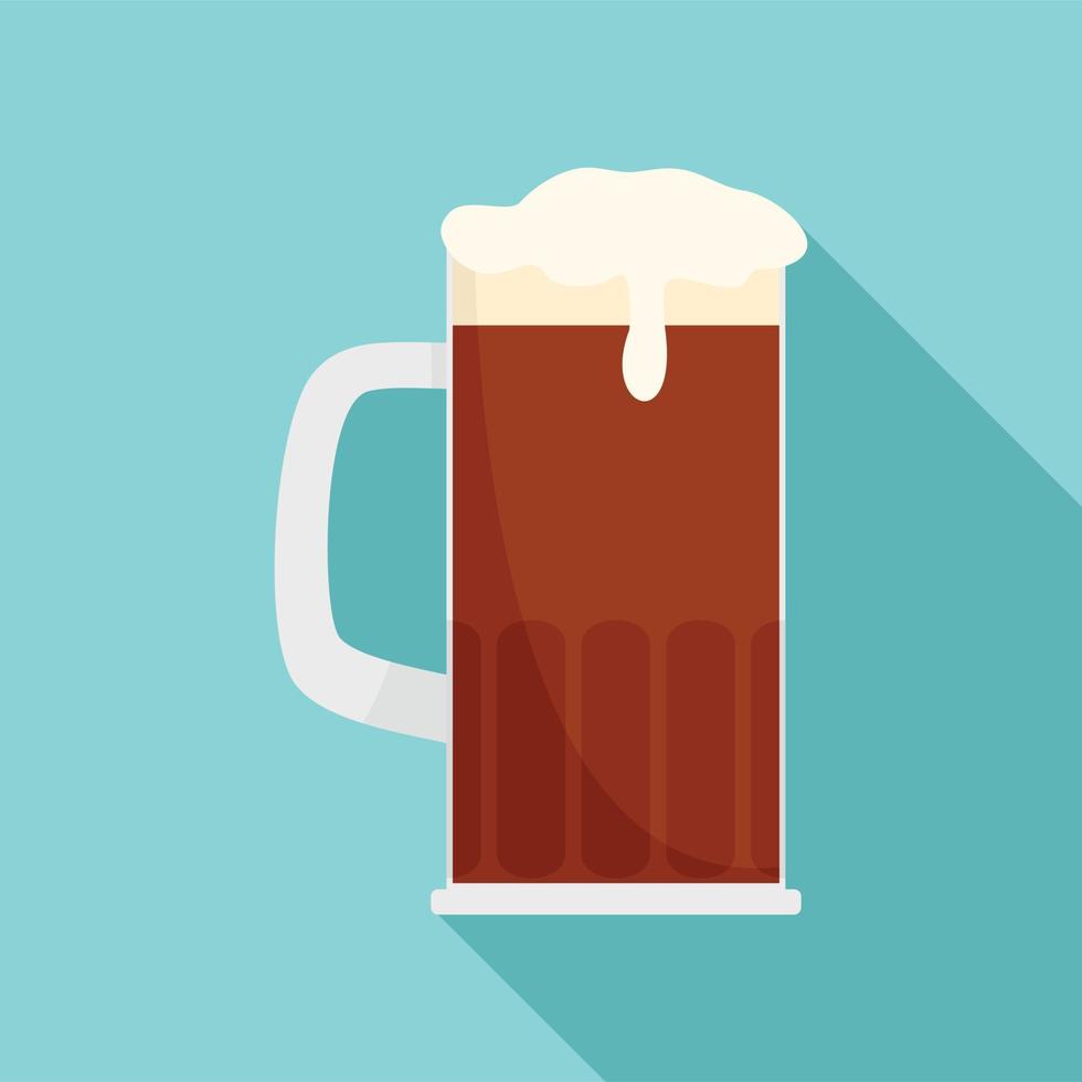 Mug of brown beer icon, flat style vector