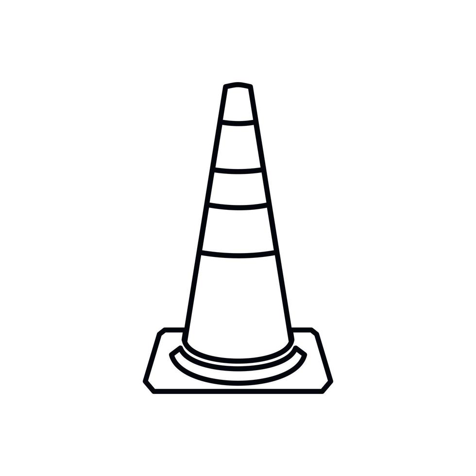 icono de cono de tráfico, estilo de esquema vector