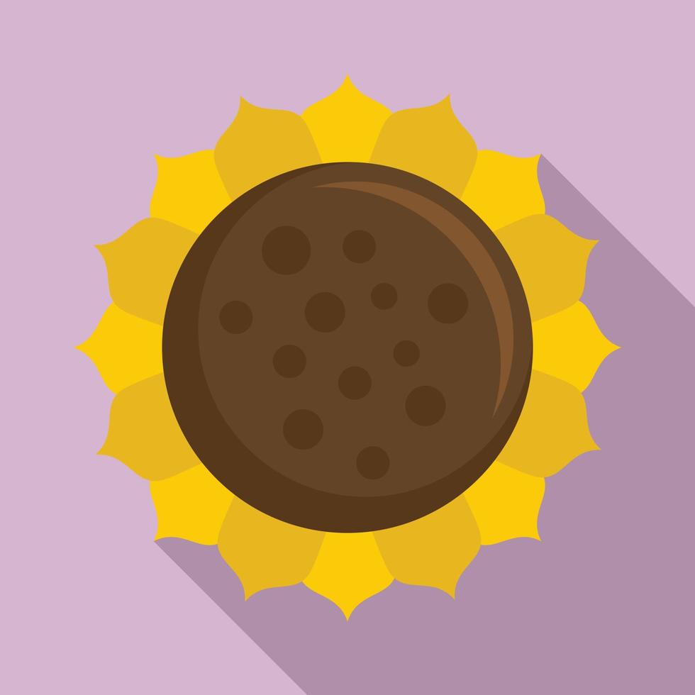 Rustic sunflower icon, flat style vector