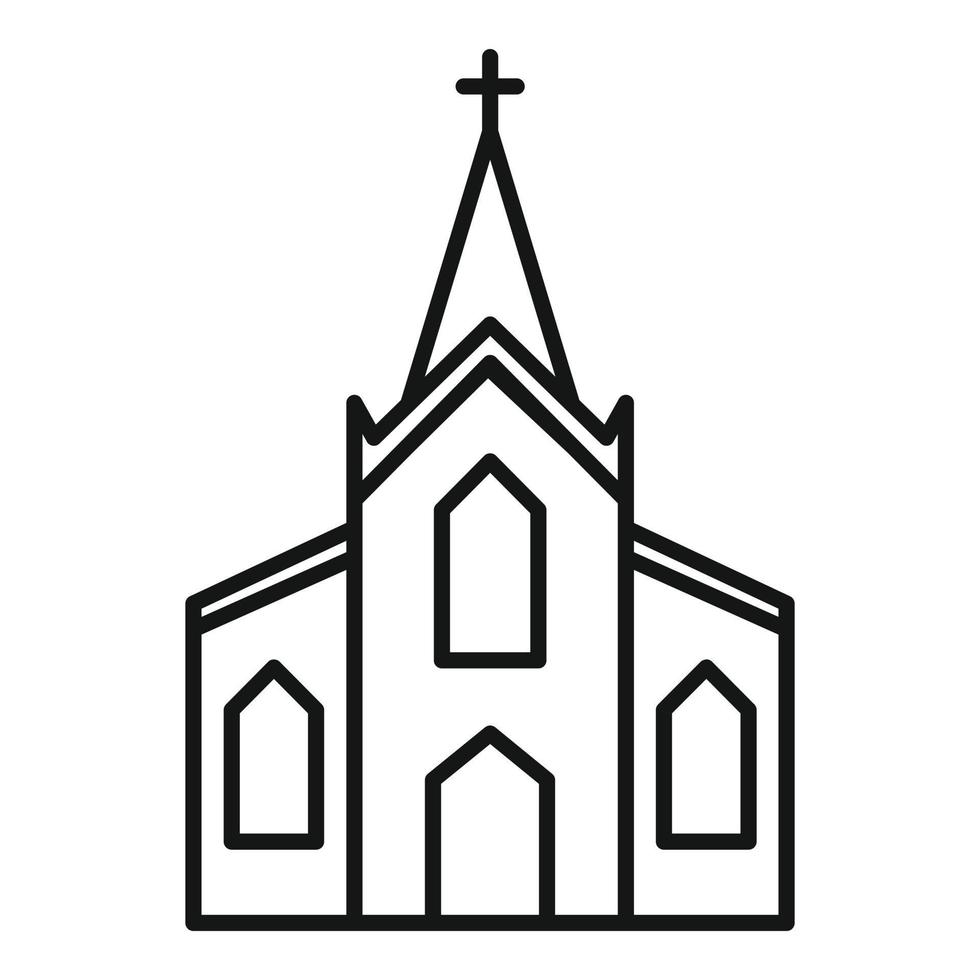 icono de iglesia de madera, estilo de contorno vector