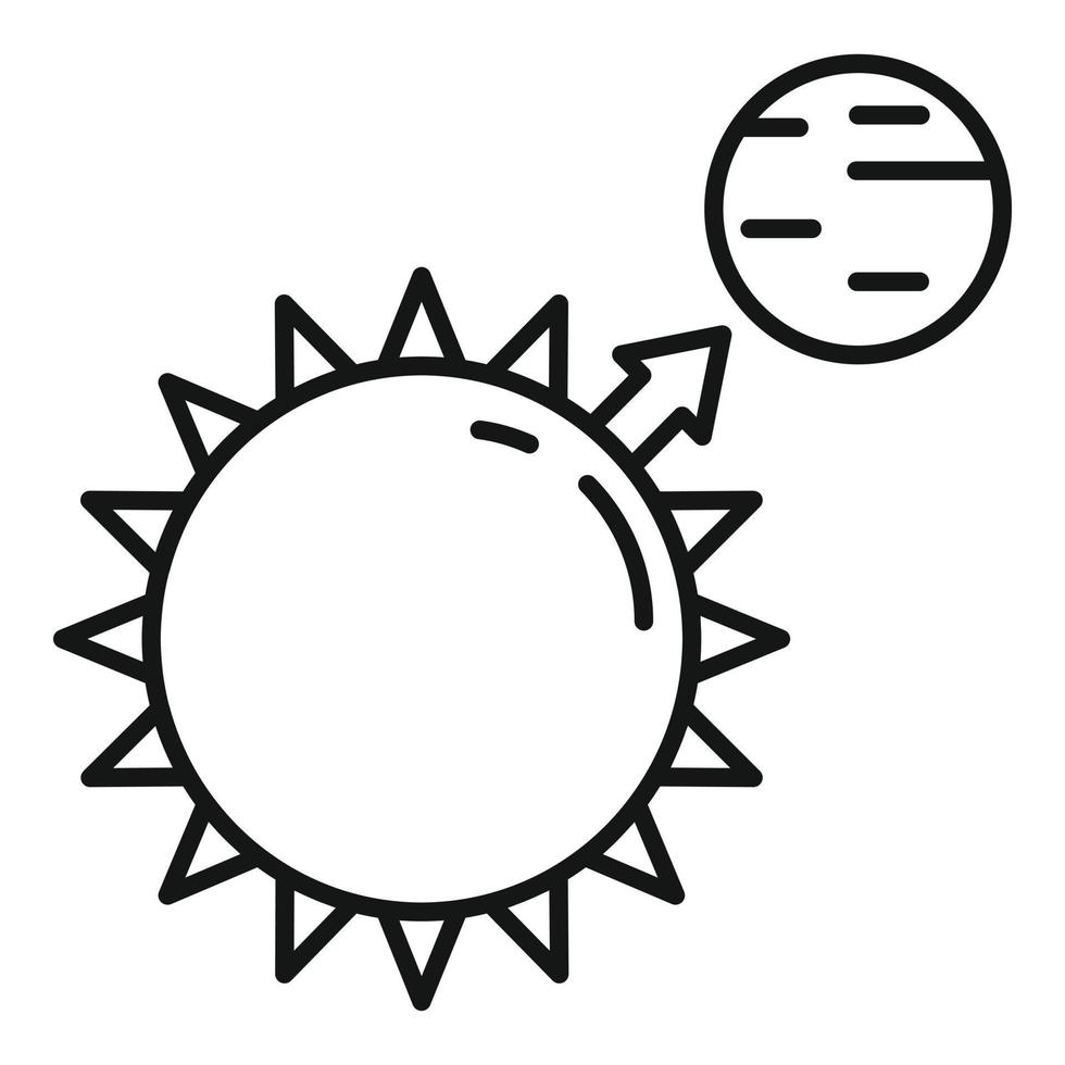 Sun planet gravity icon, outline style vector