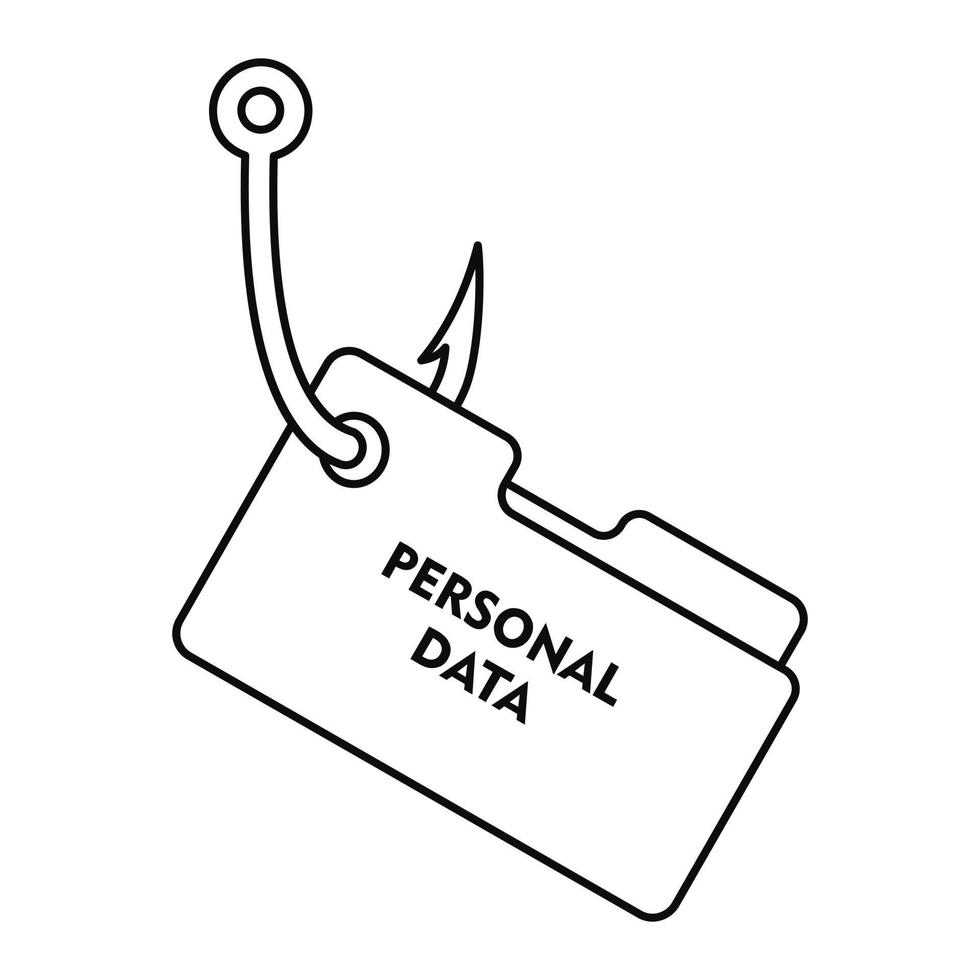 Phishing personal data icon, outline style vector