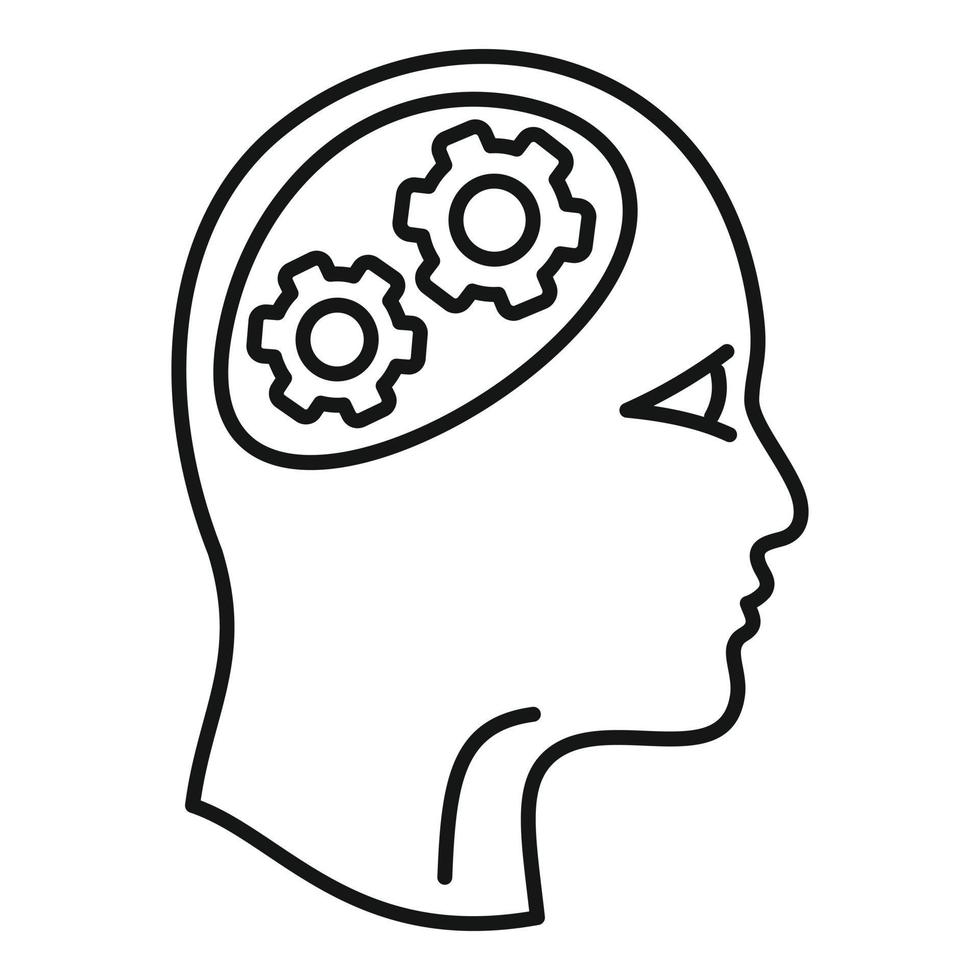 Logic brain icon, outline style vector