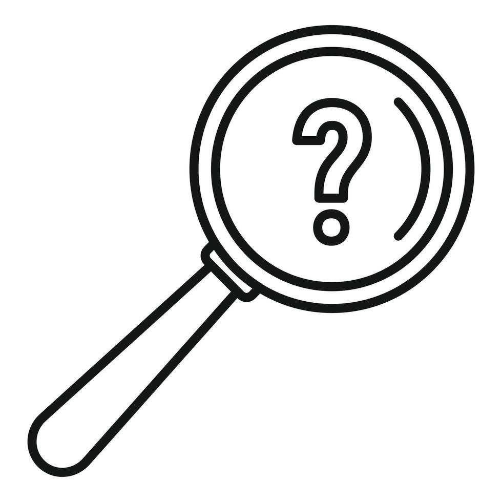 Request magnifier question icon, outline style vector