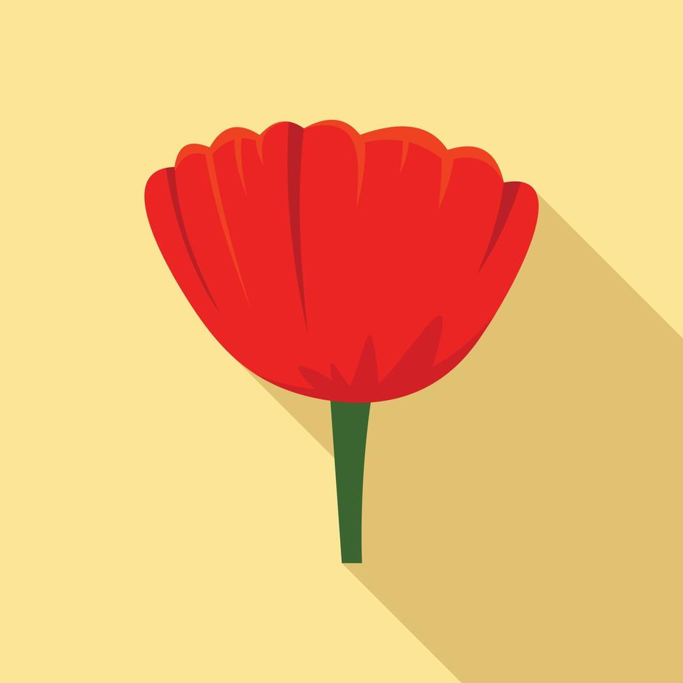 Beauty poppy flower icon, flat style vector