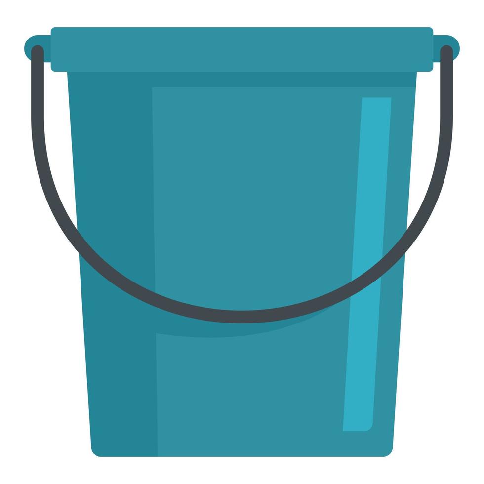 Blue bucket icon, flat style vector