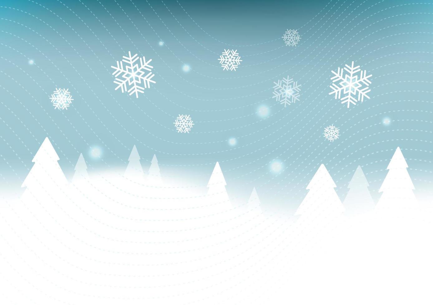 Winter Snow Christmas Tree Blue Background vector
