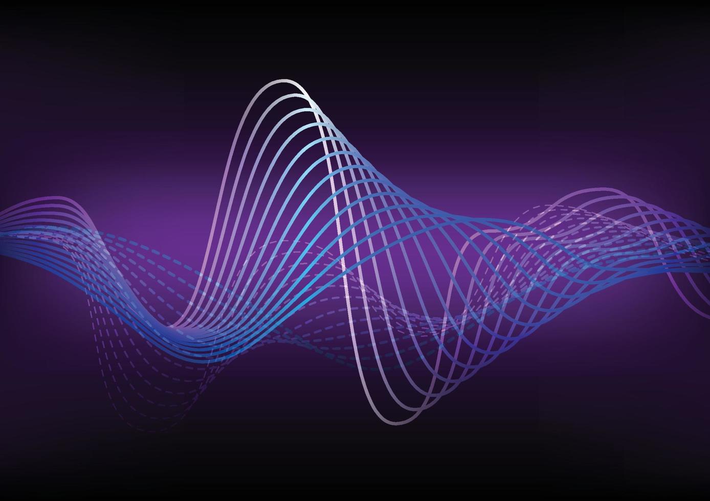 Blue Line Wave Dark Purple Background vector