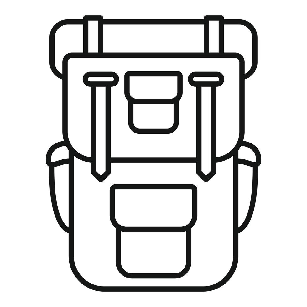 icono de mochila de senderismo, estilo de esquema vector