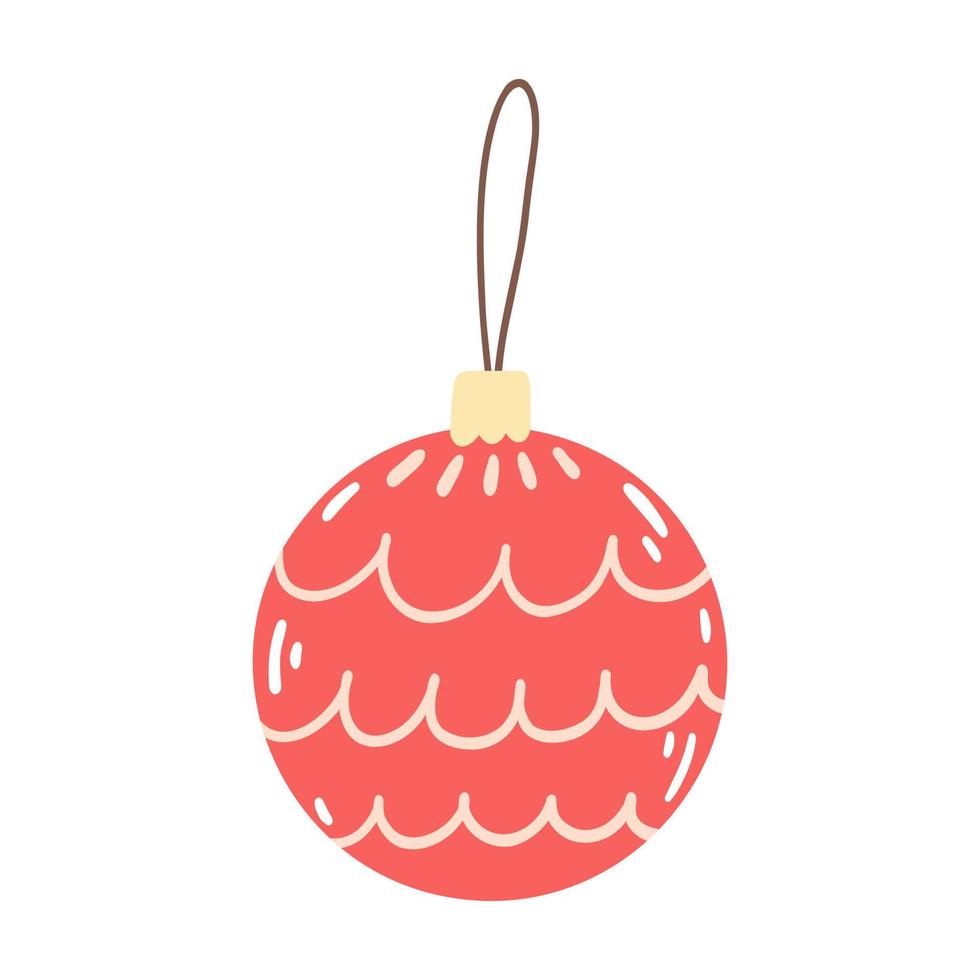 juguete de árbol de navidad en estilo plano de dibujos animados. dibujado a mano ilustración vectorial de decoración de año nuevo vector