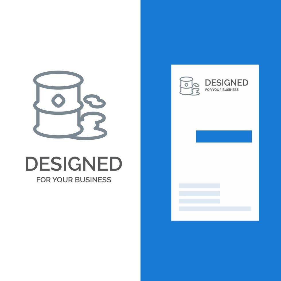 Barrels Environment Garbage Pollution Grey Logo Design and Business Card Template vector