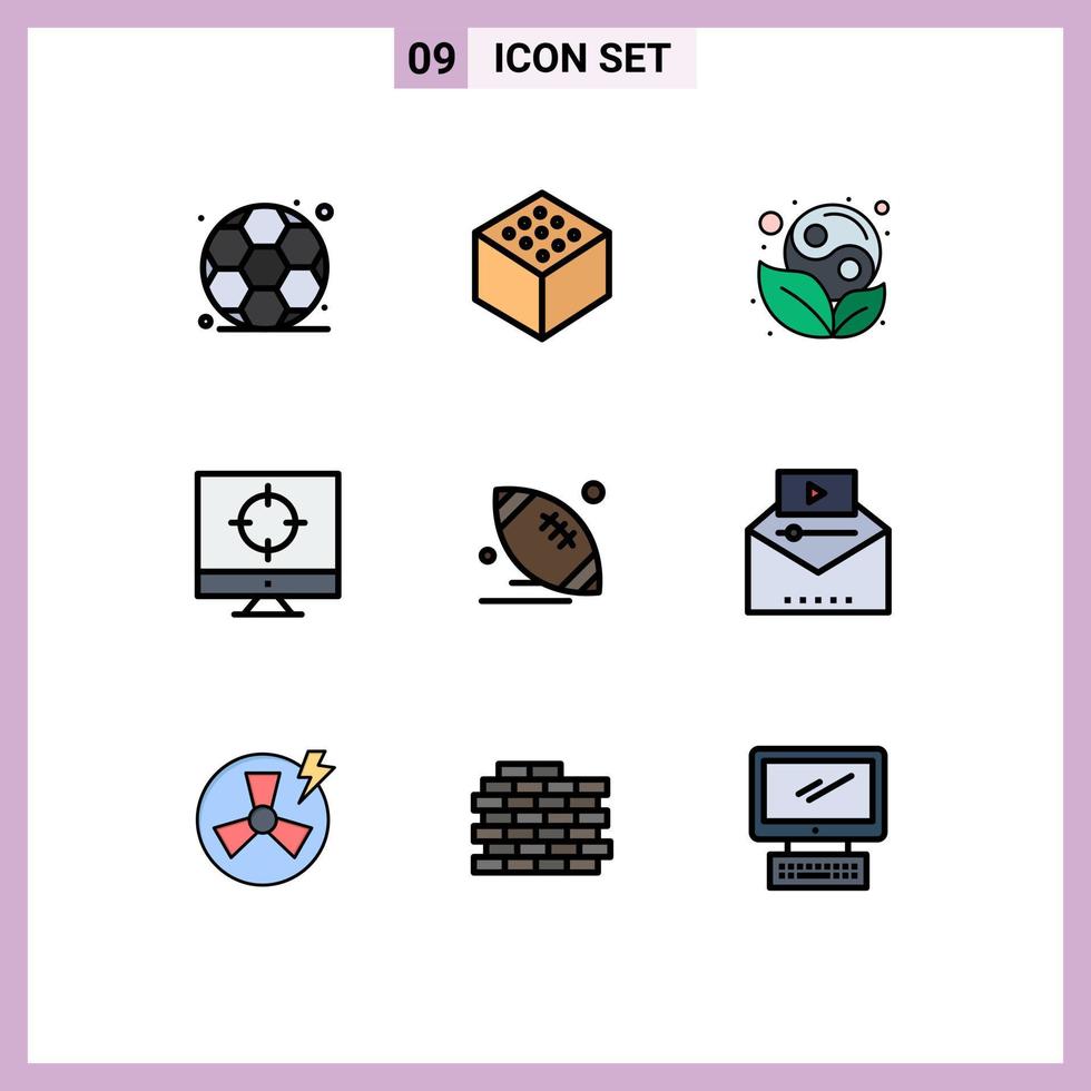 paquete de iconos de vectores de stock de 9 signos y símbolos de línea para el juego bola de hoja americana que apunta a elementos de diseño de vectores editables