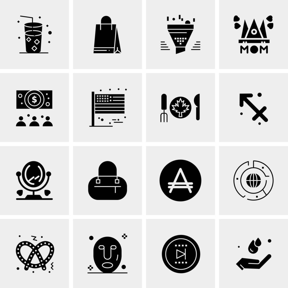 16 iconos de negocios universales vector ilustración de icono creativo para usar en proyectos relacionados con la web y dispositivos móviles