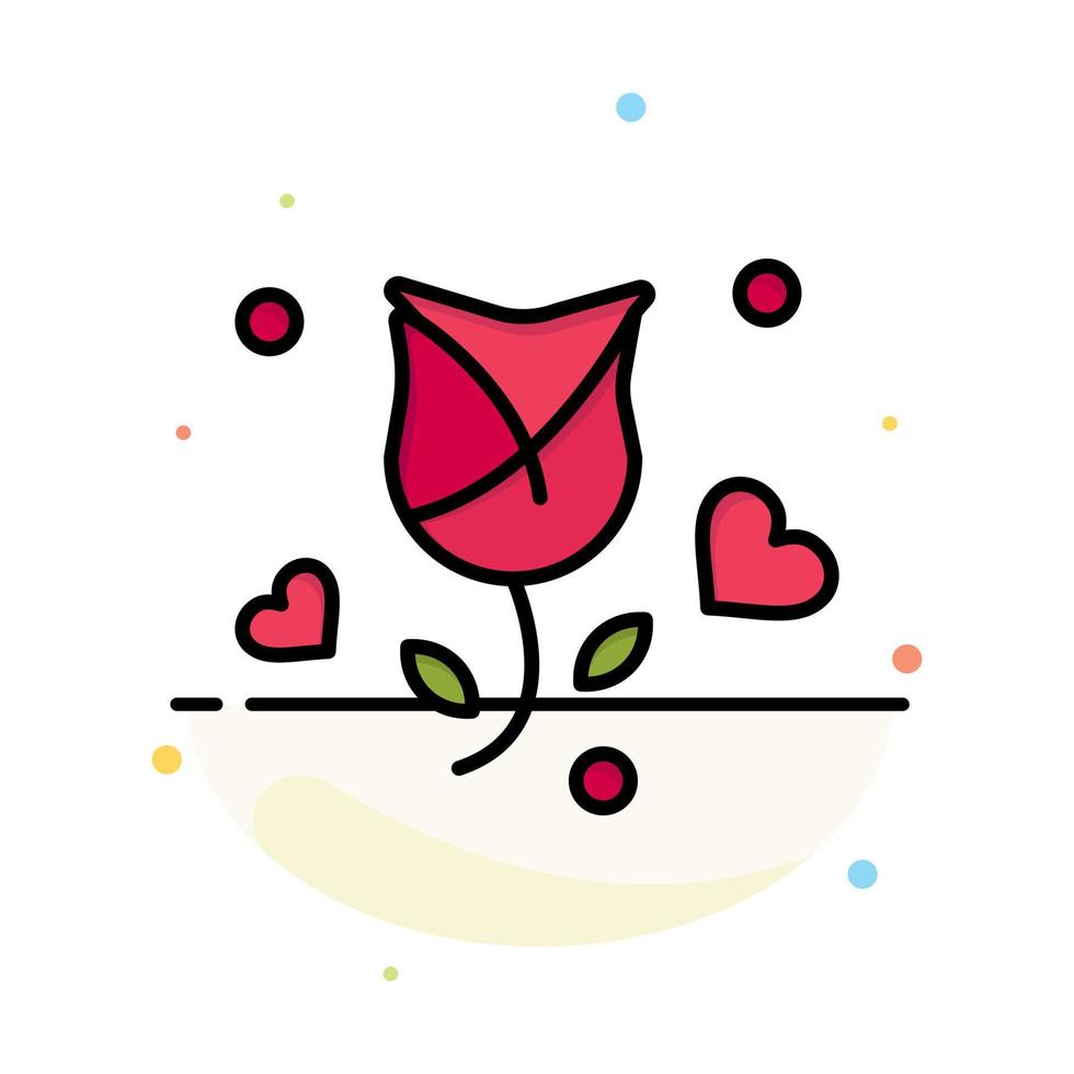 Rose Flower Love Propose Valentine Abstract Flat Color Icon Template vector